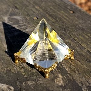 Creative Glass Pyramid Meditation Crystal Deep-Carved Decorative Ornaments